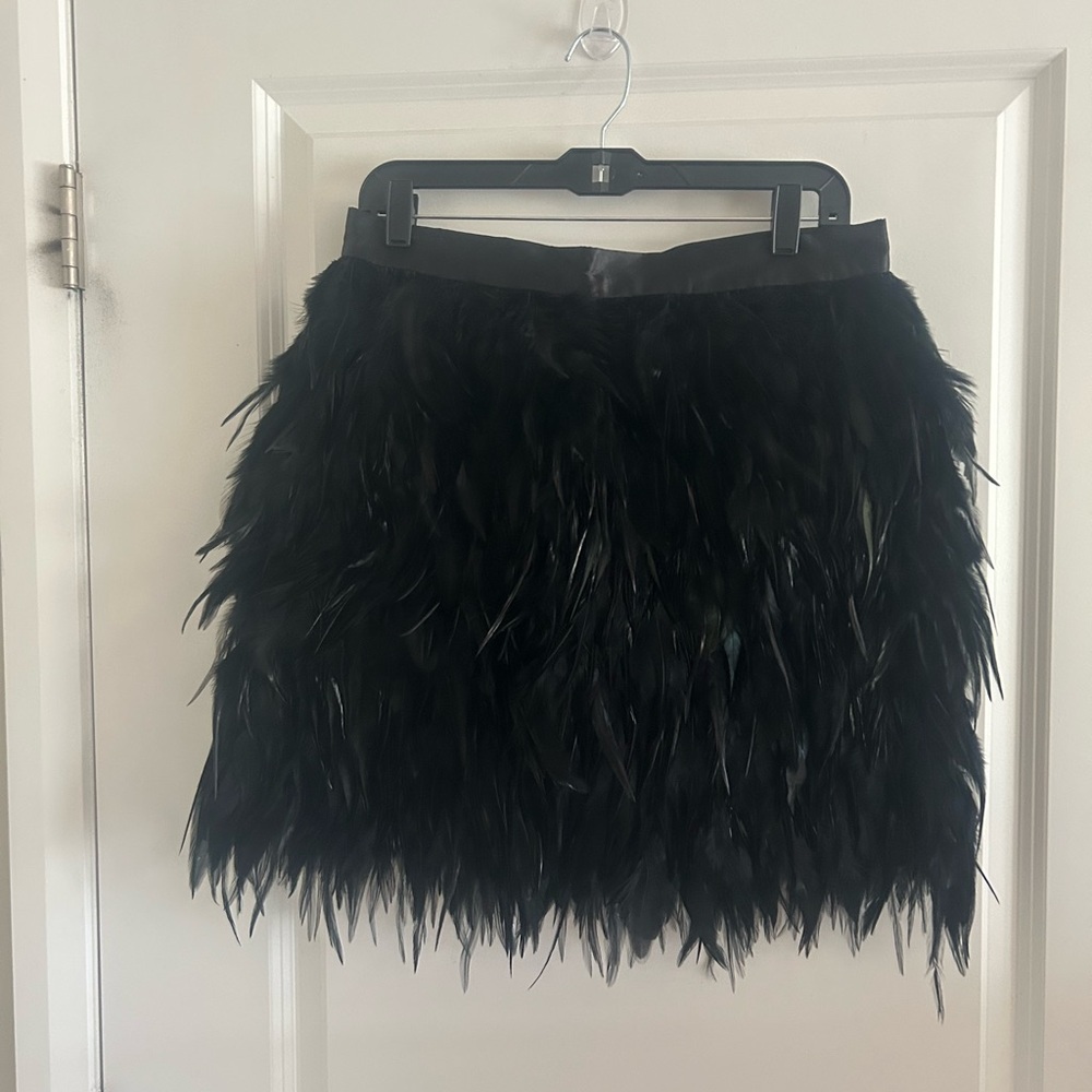 Timeless Naeem Khan Black Feather Bubble Mini Skirt Embellished